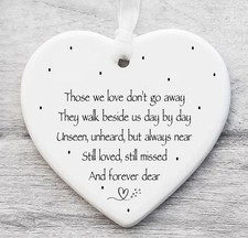 Memorial Plaque Funeral Gift Ceramic Hanging Heart Sign Those We Love Mum Dad