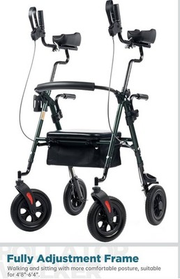 ELENKER All Terrain Vertical Wheel Walker, Large 10'' PU Wheels & Adjustable Pad