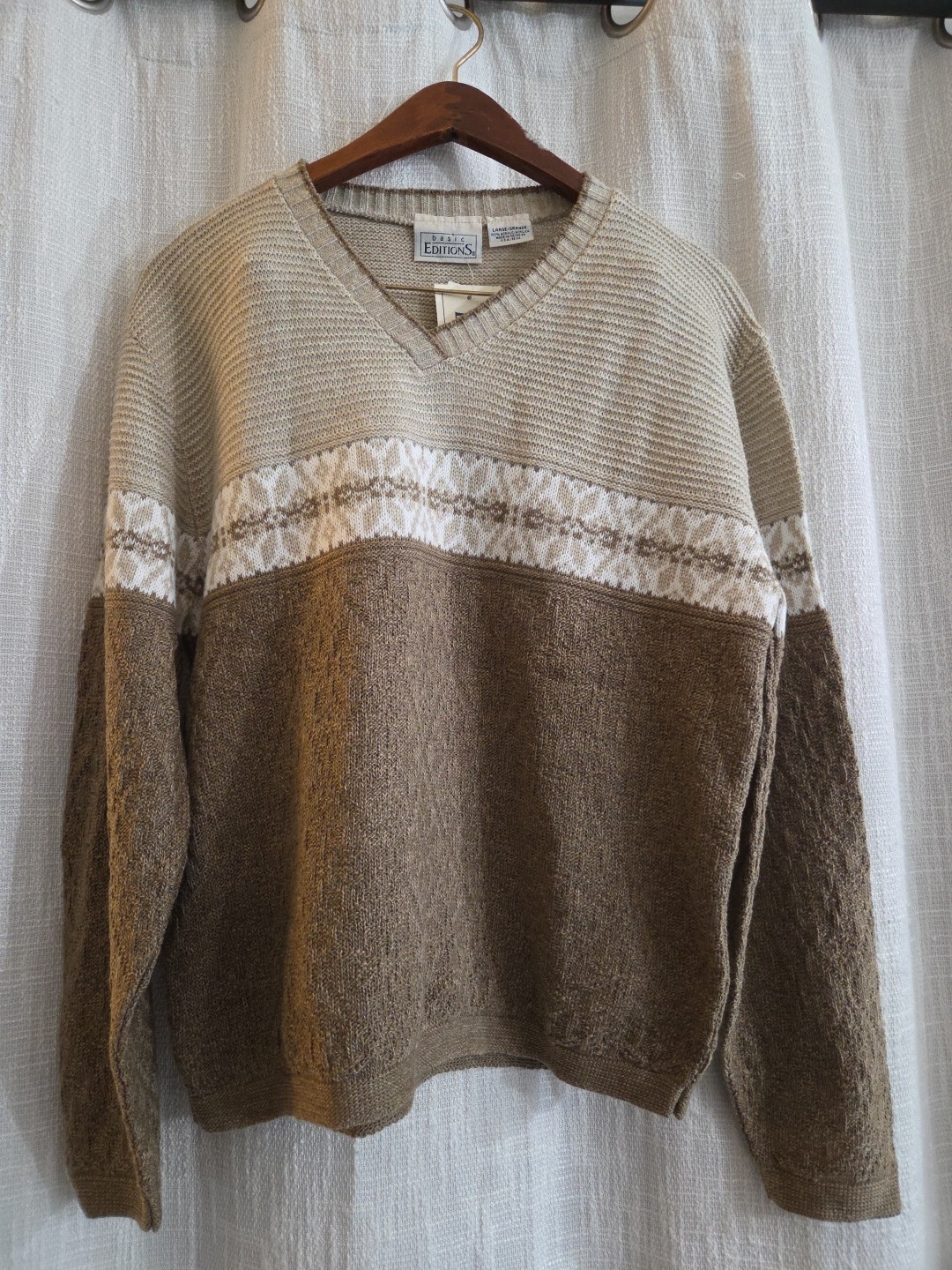 Vintage Basic Editions V-Neck Grandma Sweater NWT… - image 1