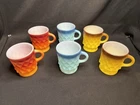 6 Anchor Hocking Fire King Coffee Cup Mug Kimberly Diamond Pattern Vintage