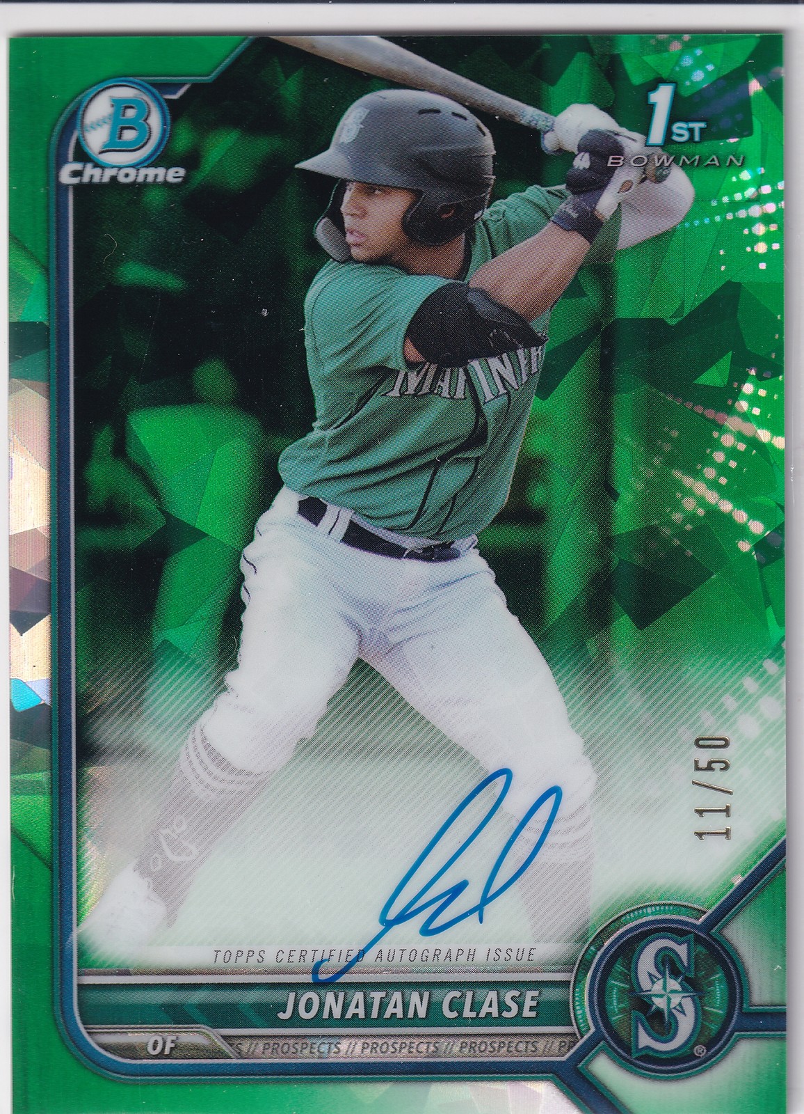 2022 Bowman Sapphire Edition #BSPA-JC Jonatan Clase Autographs Green #/50