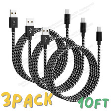 10FT USB C Fast Charger Cable Type C Charging Cord 10PACK For Samsung S8 Android