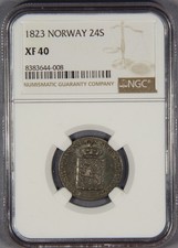 1823 Norway 24S 24 Skilling NGC XF40
