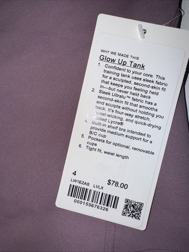 New Lululemon Glow Up Tank Top Size 4 Medium Support Bra B/C Cup Gym NWT $78 - Picture 2 of 4