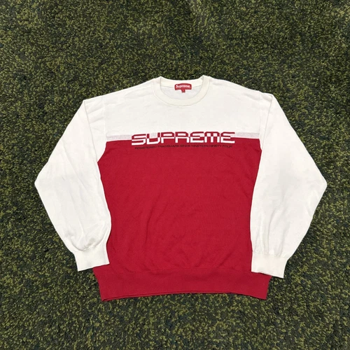 Pull col rond en tricot logo fendu Supreme New York manches longues SS21 homme grand