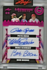 Pete Rose-Mike Schmidt-Bob Boone 2024 Leaf Ultimate Champions Autograph #6/6