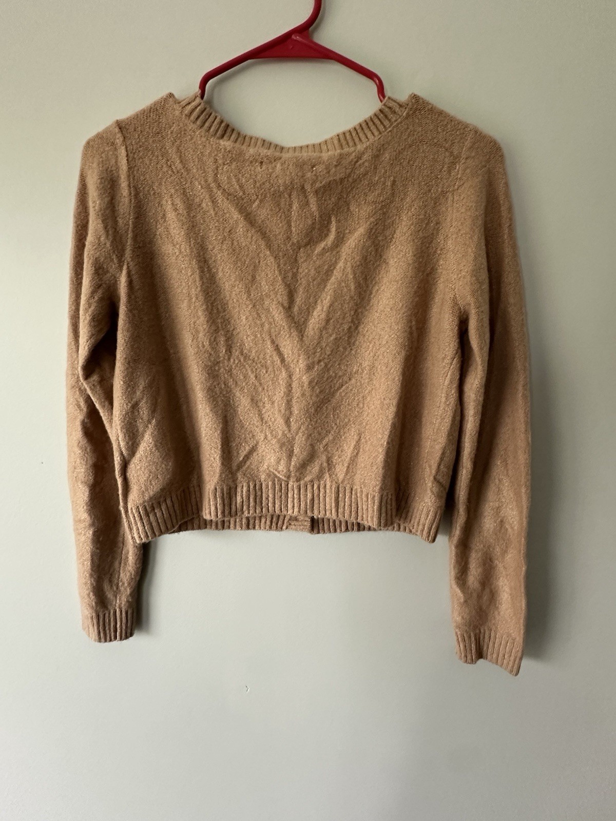 American Eagle Cropped Button Up Light Brown Card… - image 6