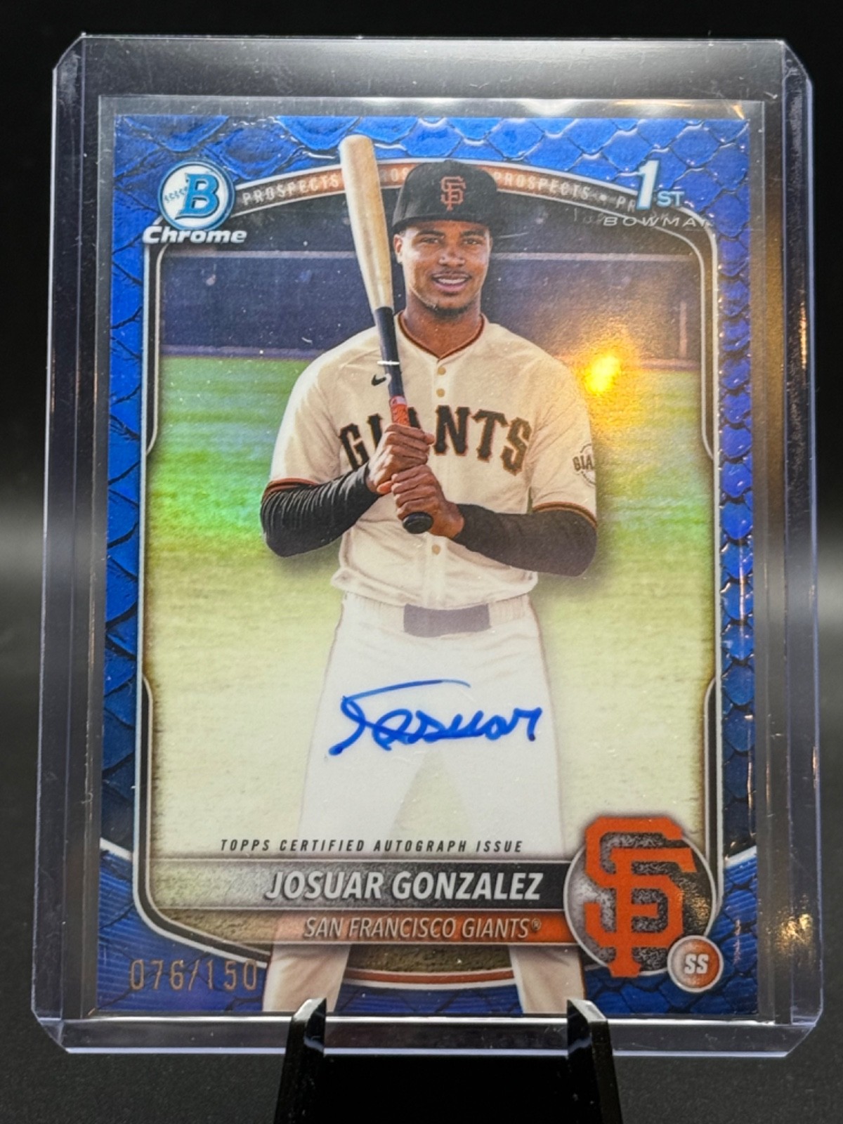 2025 Bowman Chrome Josuar Gonzalez Blue Reptilian Bowman 1st Auto /150