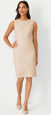 NEW ANN TAYLOR WHISKEY CREAM FAUX LEATHER SHEATH DRESS SIZE 4