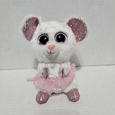 Ty Beanie Boos Nina The Ballerina White Mouse Big Pink Sparkle Eyes 2021 No Tag