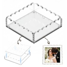 Scalloped Acrylic Tray with Magnetic Mat - 8x8in Clear Display  Organizer Tr...