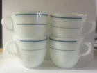 Vintage Decor Dinnerware By Corning Turquoise Stripe 4 Mugs #723 Pyrex