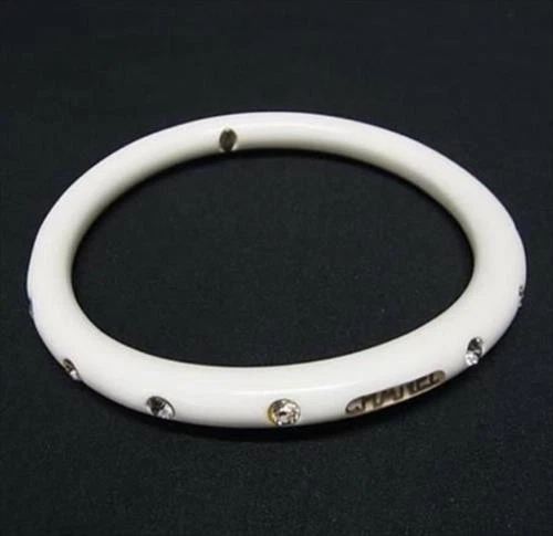 CHANEL Bangle Logo Bracelet White CoCo Mark Rhinestone Inner Cir.: 7.5 in. - Image 4 of 4