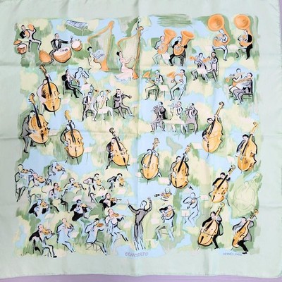 HERMES Concerto Carr 90 Silk Scarf Green W/Tags very good gift