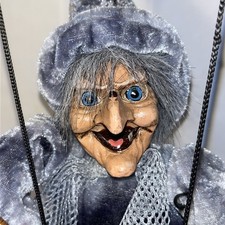 Vintage Witch Marionette String Puppet 24” Tall Halloween Scary Rare Large