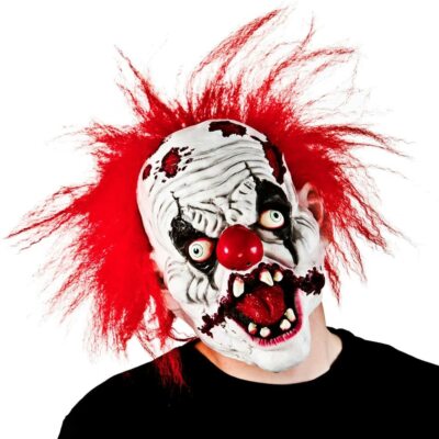 Masque De Clown D'horreur Halloween - Avec Perruque Rouge, En Latex, Taille Environ 30x37 Cm, Pour Fêtes Et Cosplay - 6