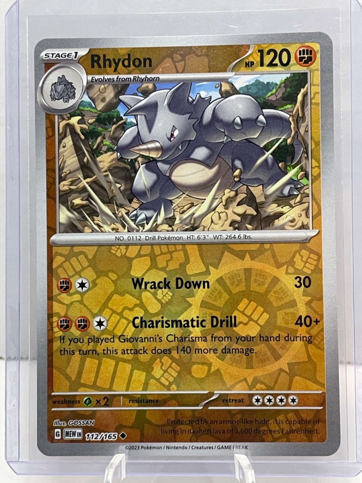 Rhydon 112/165 Reverse Holo Pokemon Scarlet & Violet 151 NM