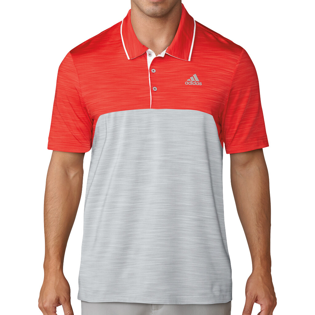 Adidas Golf Red Grey Regular Fit Polo Shirt Top Size M UK