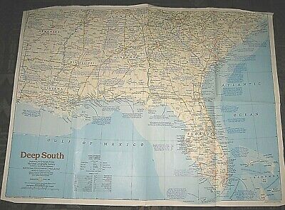Vintage 1983 "The Deep South" National Geographic Map-Southern United ...