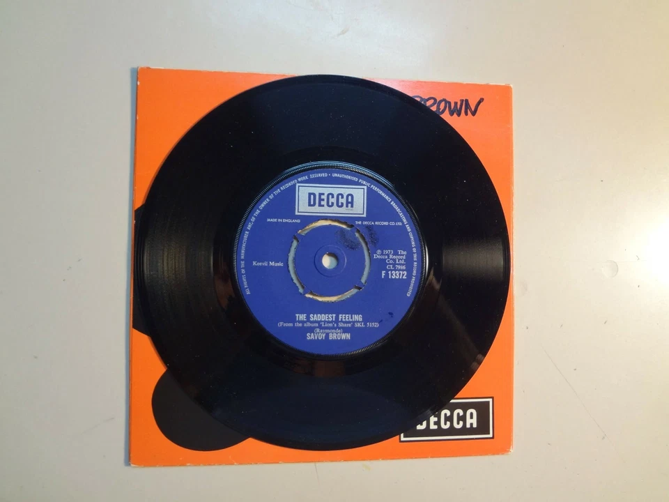 SAVOY BROWN: So Tired- The Saddest Feeling-U.K. 7" 1973 Decca Record Co. F 13372 Foto 2 de 2