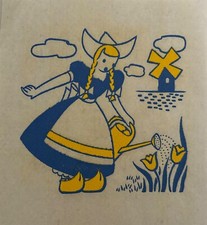 Original Vintage Dutch Girl Mini Iron On Transfer
