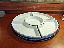 6 pc Certified International Chip & Dip Tray With Metal Holder ~ 13" Diameter