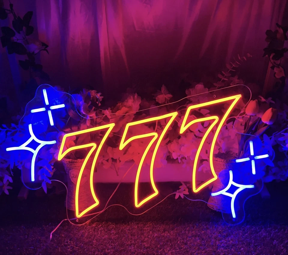 Lucky 7 Bar sign Custom Neon sign  Jackpot Casino Party Decor LOGO Pub LED Sign - image 2 of 4