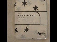 West Elm/Pottery Barn Kids- Scandi Starbust Crib Sheet in Black Modern Print 