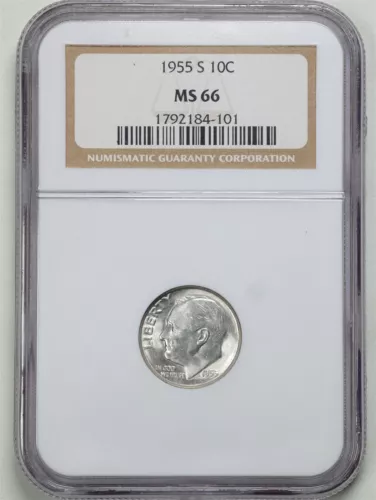 1955-S 10C Roosevelt Dime MS66 NGC 1792184-101