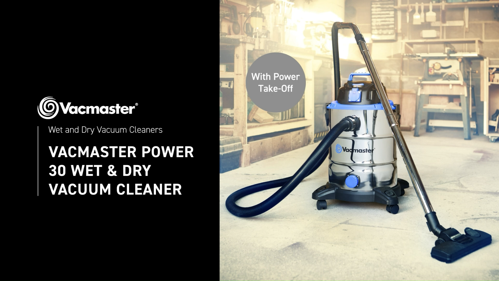 Wet and Dry Vacuum Power Take Off 30L 1500W, For Garage and