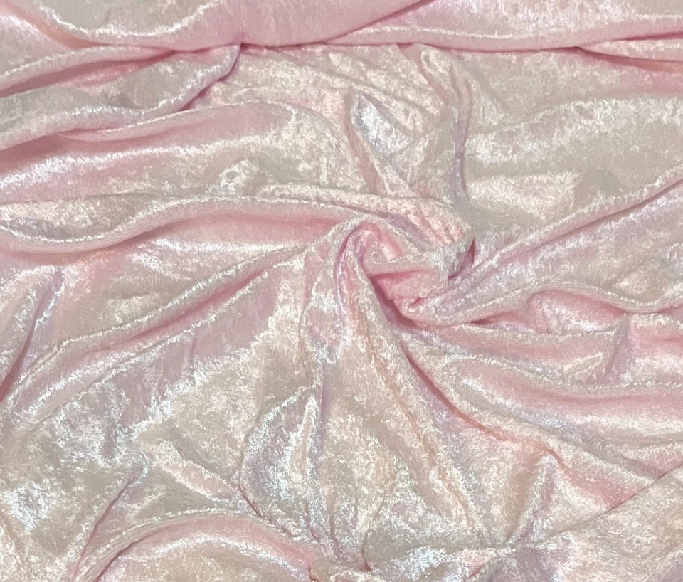 Stretch CRUSH PANNE VELVET Sewing Fabric .945 Yds (34") x 58" LIGHT PINK Solid - Image 2 of 2