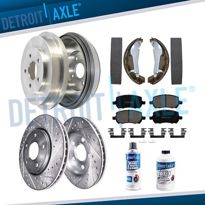 5 LUGS Front Drilled Rotors Brake Pads Drums Shoes for Pontiac G5 Chevy Cobalt