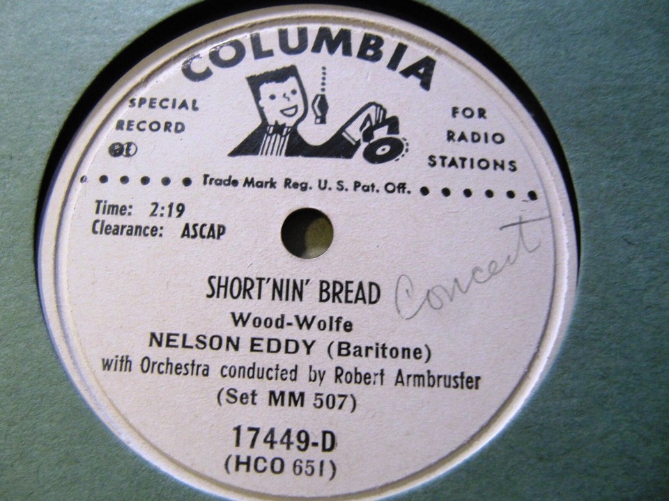 DJ RADIO PROMO Nelson Eddy Negro Song RILEY Short'nin Bread/ WATER BOY