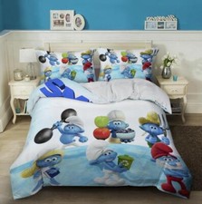 Nuovo cartone animato Puffi 2 pezzi 3 pezzi set lenzuola copripiumino 135 x 200|200 x 200 NC