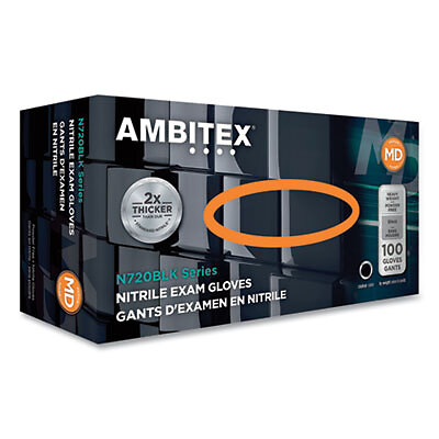 Guantes Tradex NXXL720BLK Serie N720 Guantes de Nitrilo Sin Polvo, 6 Mil,