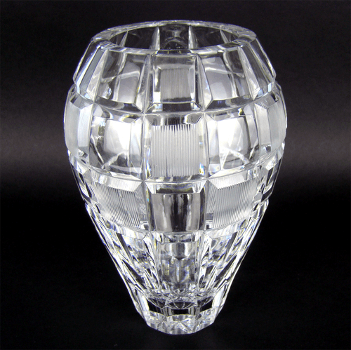 Imposant Czech Cut Crystal Glass ART DÉCO Vase with Squares Bohemia 1930s - Picture 2 of 11