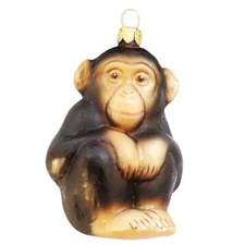 CHIMPANZEE EUROPEAN BLOWN GLASS CHRISTMAS TREE ORNAMENT X-MAS MONKEY