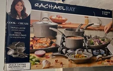Rachael Ray 11- Piece Nonstick Cookware Set (Grey)  NEW