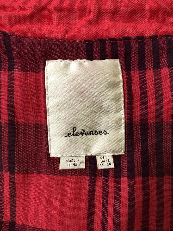 Anthropologie Elevenses Cropped Field Jacket Women’s Size 2 Red Button - Image 3 of 4