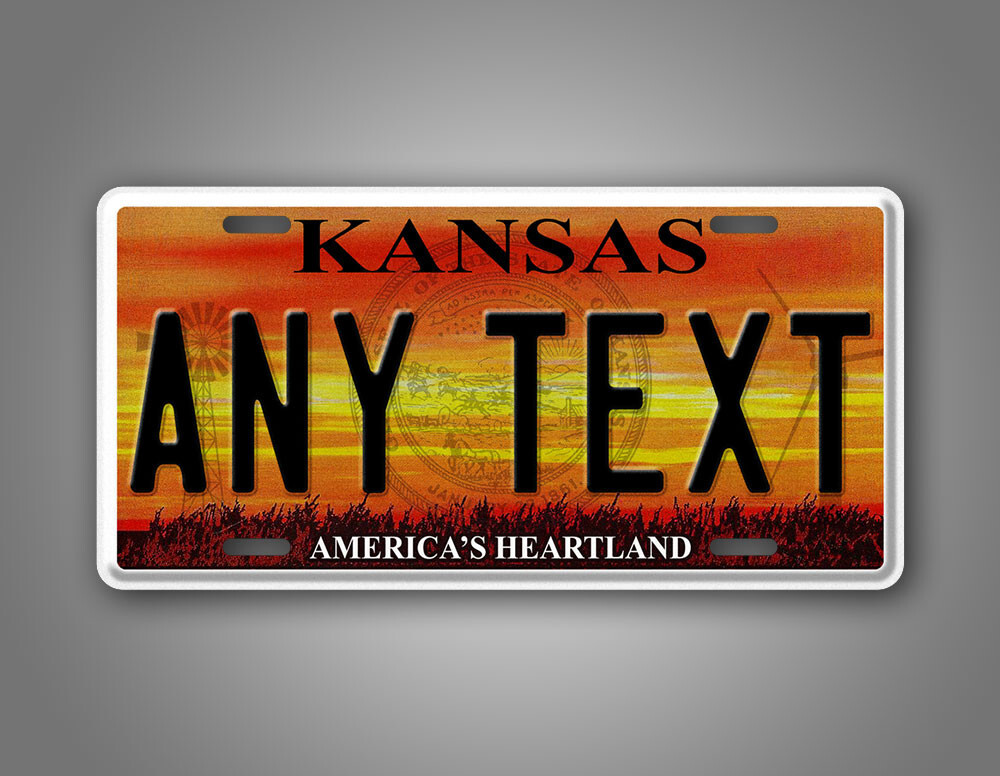 Personalized Kansas America's Heartland License Plate ANY TEXT
