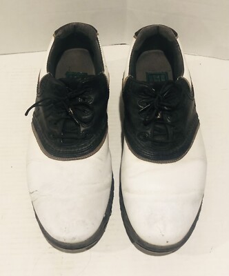 FootJoy Golf Shoes Mens 9.5 Black White Good Contour Series 54031 Leather Spiked FootJoy Contour Series Shoes Mens Size 9 White Black Leather  main image 2