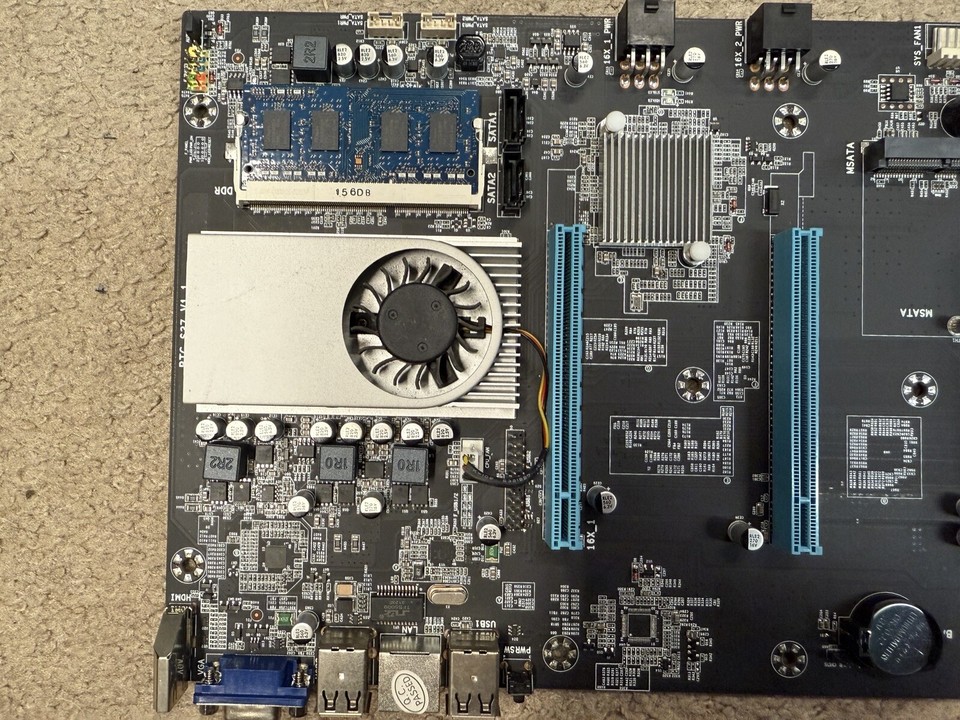 BTC-S37 V1.1 Mining Motherboard 8x PCIe Slot, 4GB DDR3 RAM, 2x Celeron ...