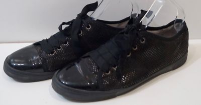 LANVIN Damen Schwarz Python Geprägtes Leder Niedrig Tennis Turnschuhe Turnschuhe