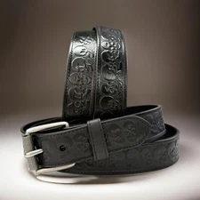 Men's Belt Cowboy Full Grain Leather Strap With Removable Buckle Western Belt