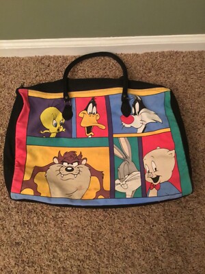 Vintage Looney Tunes Duffel Bag Bugs Bunny Porky Pig Daffy Taz