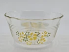Vtg PYREX Japan Custard Bowl 463 Yellow Green Flowers RARE Daisy Print Cup Iwaki