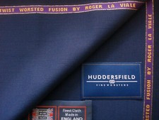 SUPER 120?s HIGH TWIST WOOL BLEND SUITING FABRIC Lt. Navy BY Roger La Viale=3.4m
