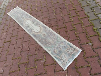 1,2 x 7 Fuß Salbeigrün & Gedeckt Braun Vintage Läufer Teppich, Kurz-Schmal Läufer, TUT