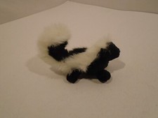 Folkmanis Skunk Finger Puppet 7" Nose to tail .soft Black White Excellent