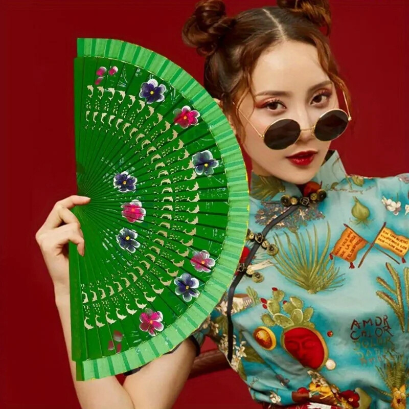 Spanish Double-sided Painted Fan Handheld Classical Fan Home Decor Craft Gift